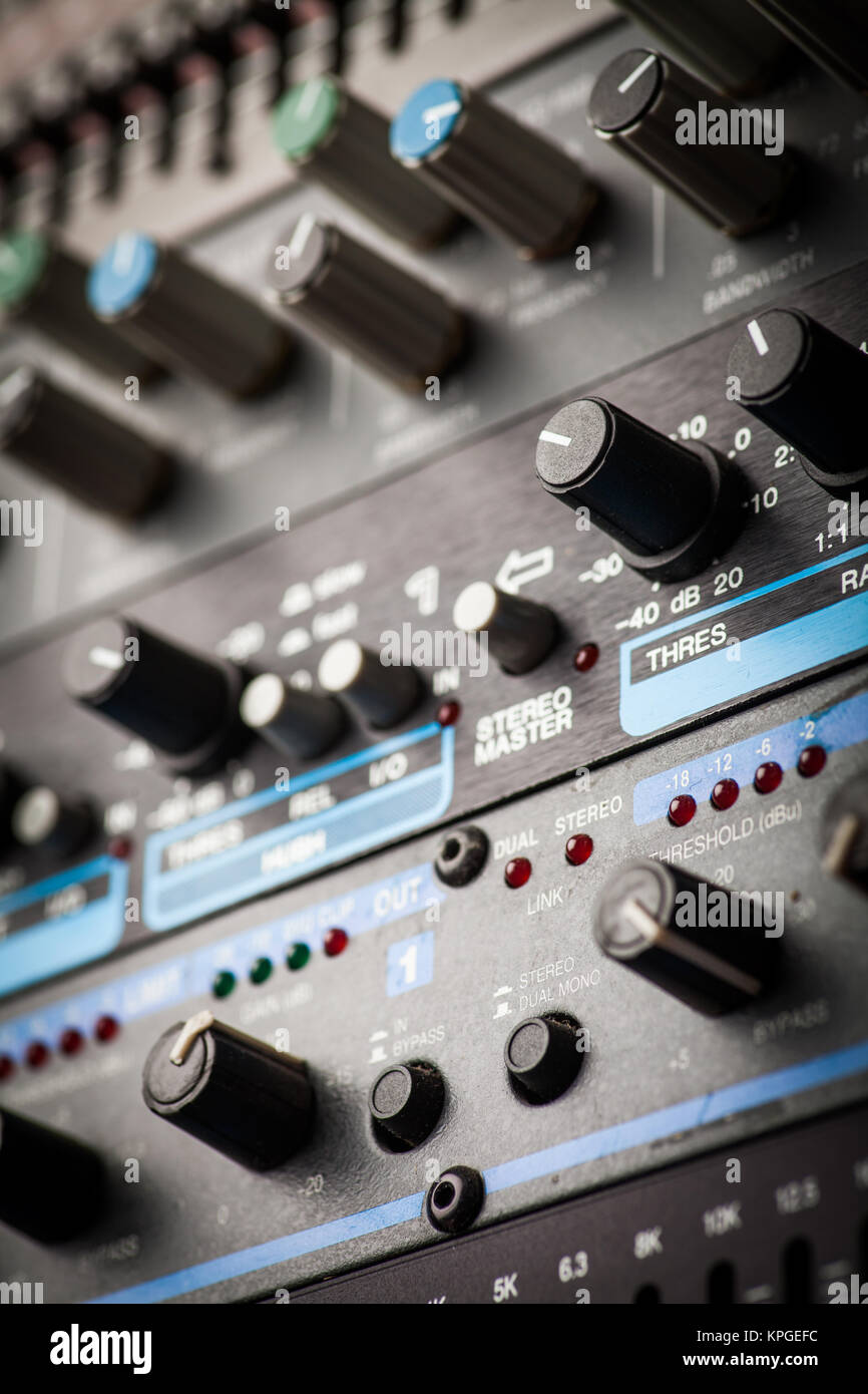 Buttons in sound studio Stock Photo - Alamy
