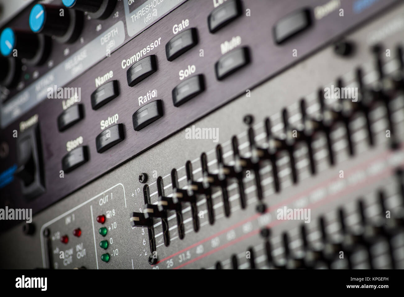 Buttons in sound studio Stock Photo - Alamy