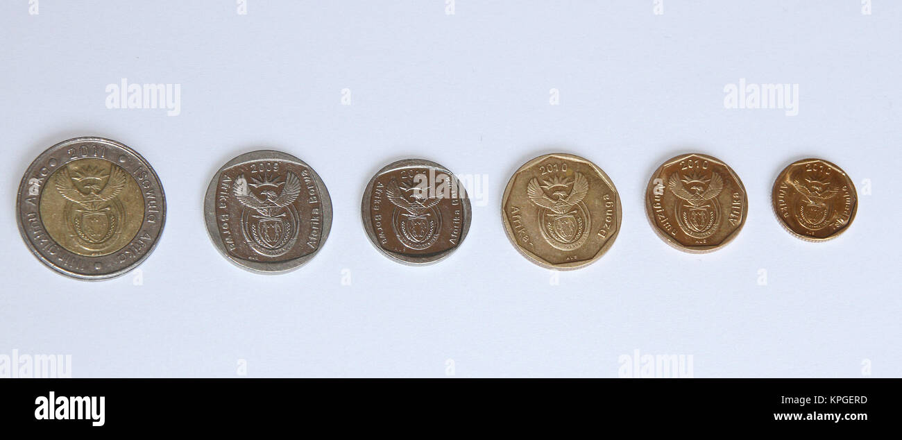 South African currency coins, South Africa Stock Photo