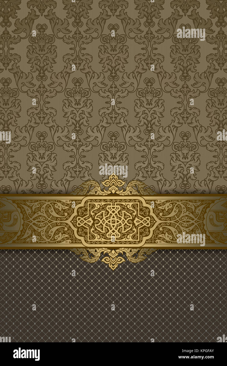 Vintage background with decorative border and patterns Stock Photo - Alamy