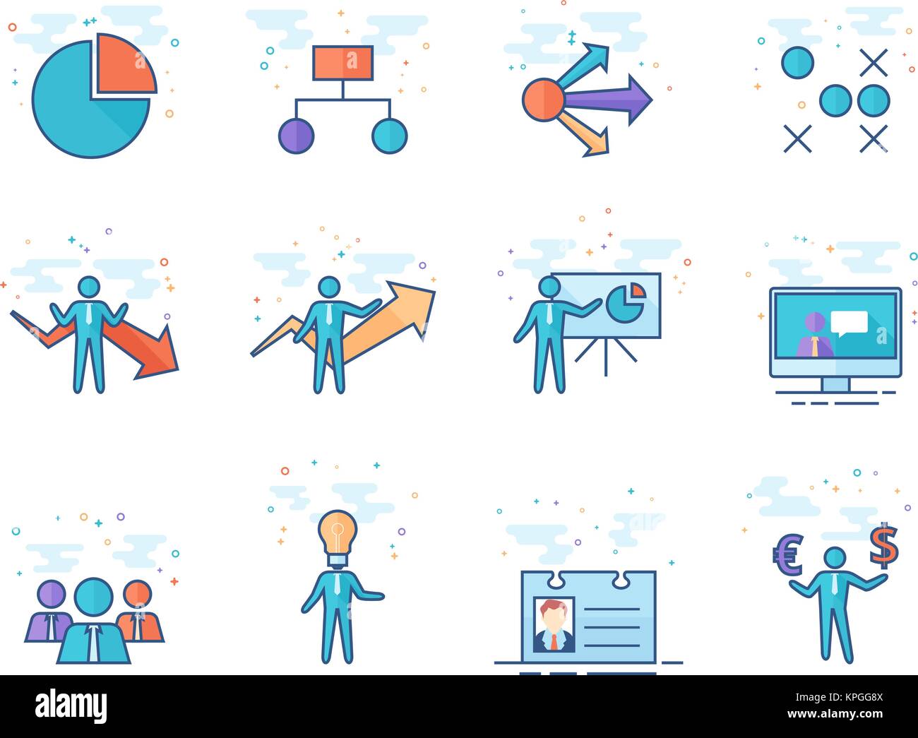 Business icons in flat color style. Vector illustration Stock Vector ...
