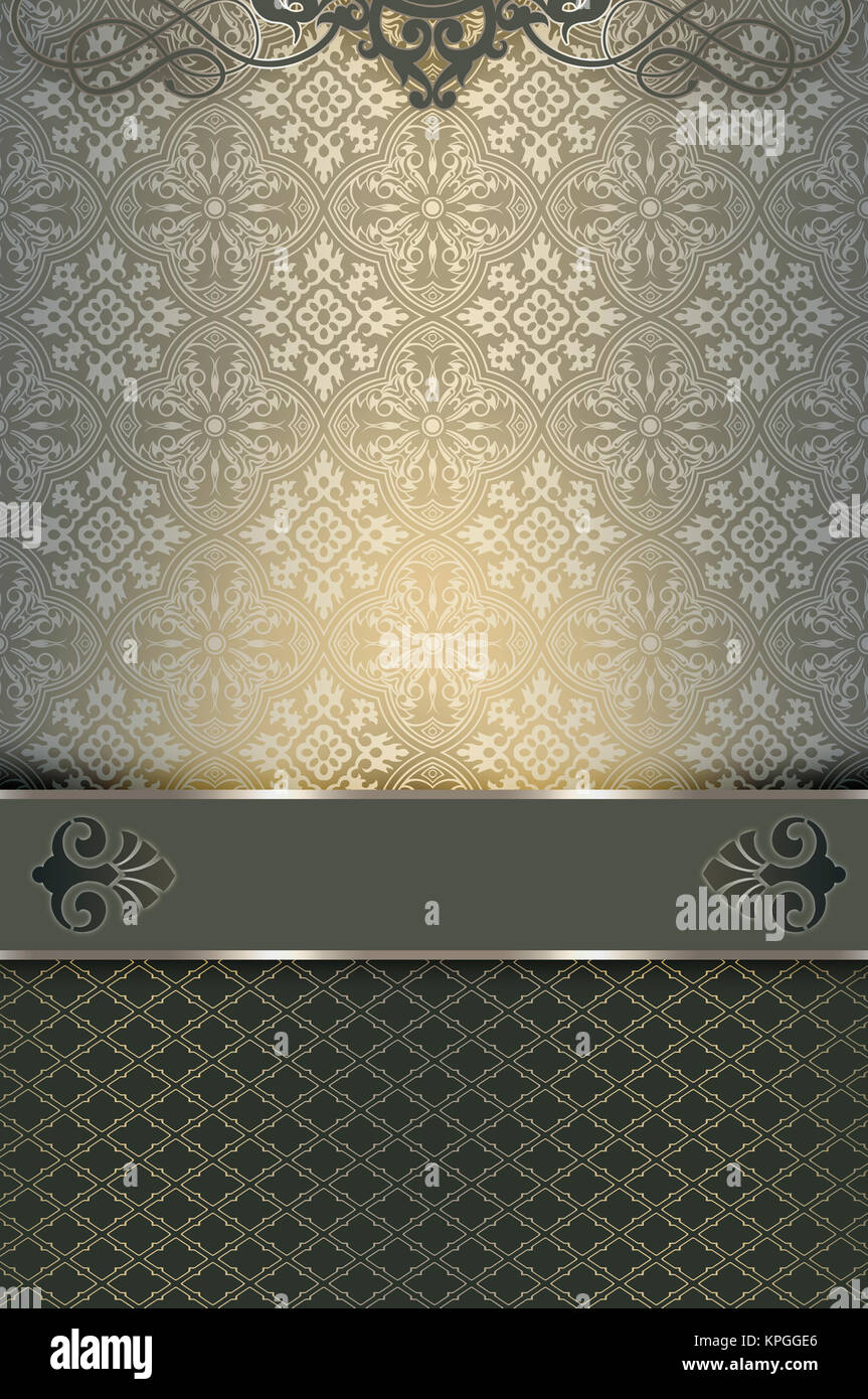 Vintage background with decorative patterns and border Stock Photo - Alamy