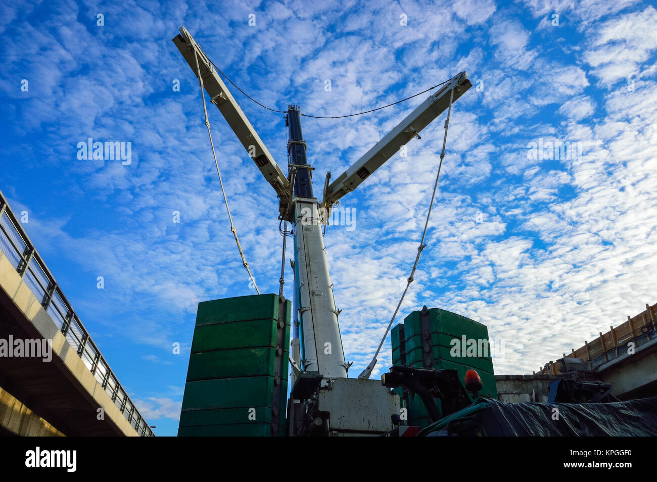 crane for heavy duty highway dismantled Stock Photo
