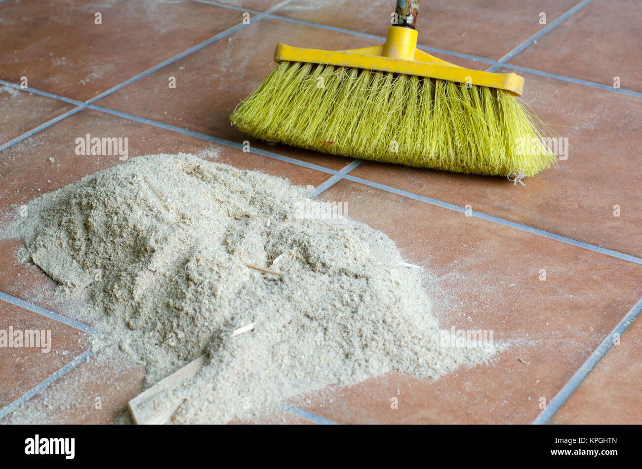 Sweeping sawdust Stock Photo Alamy