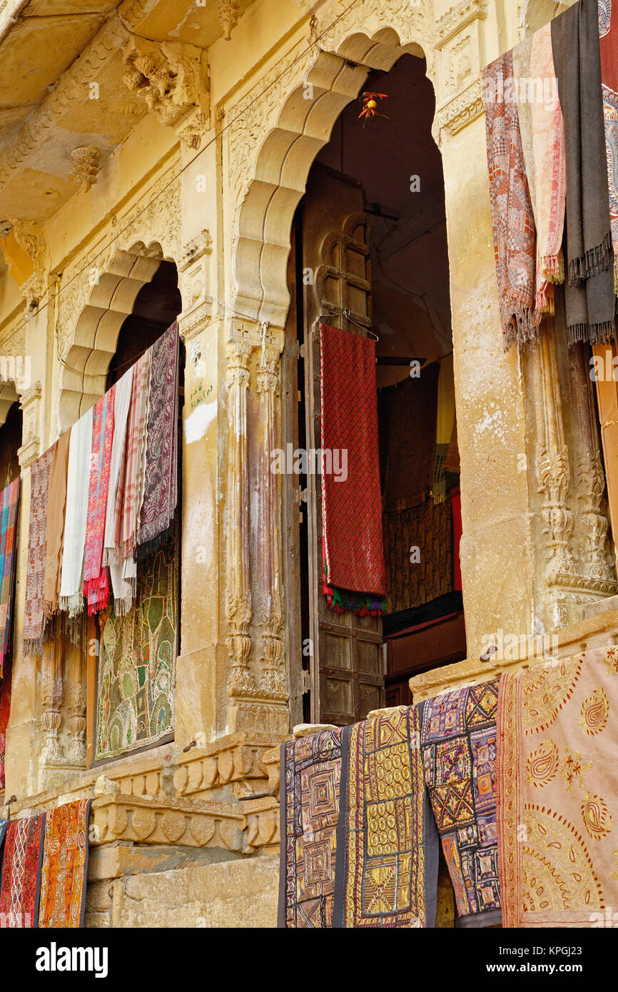 Colorful cloth, Fort Jaisalmer, Jaisalmer, India. Stock Photo