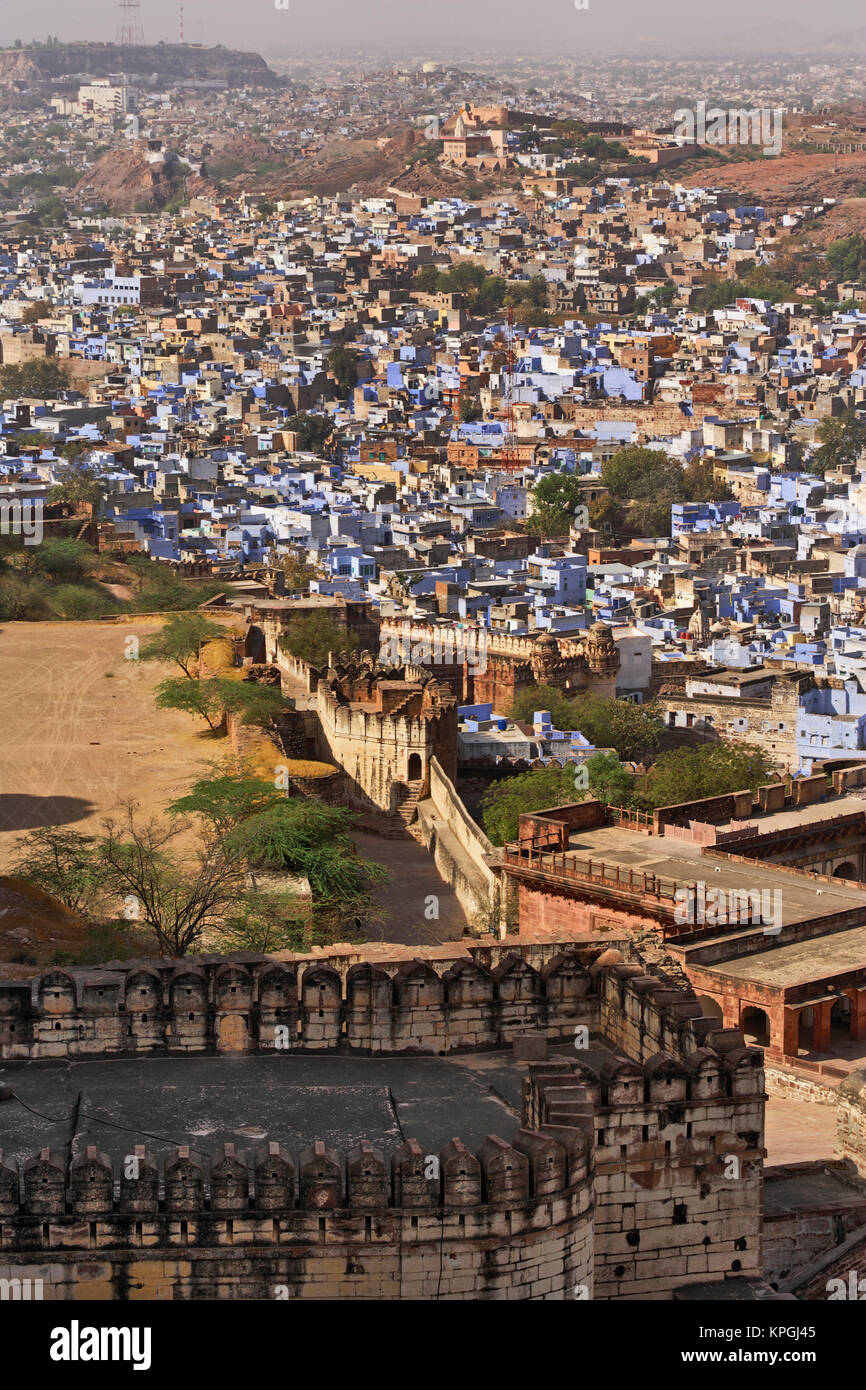 Jodhpur or the Blue City viewed from Mehrangarh Fort, Jodhpur, India. Stock Photo