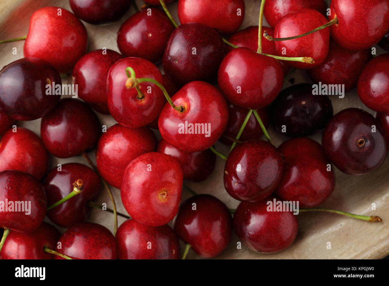 Organic cherries above, healthy food Stock Photo Alamy