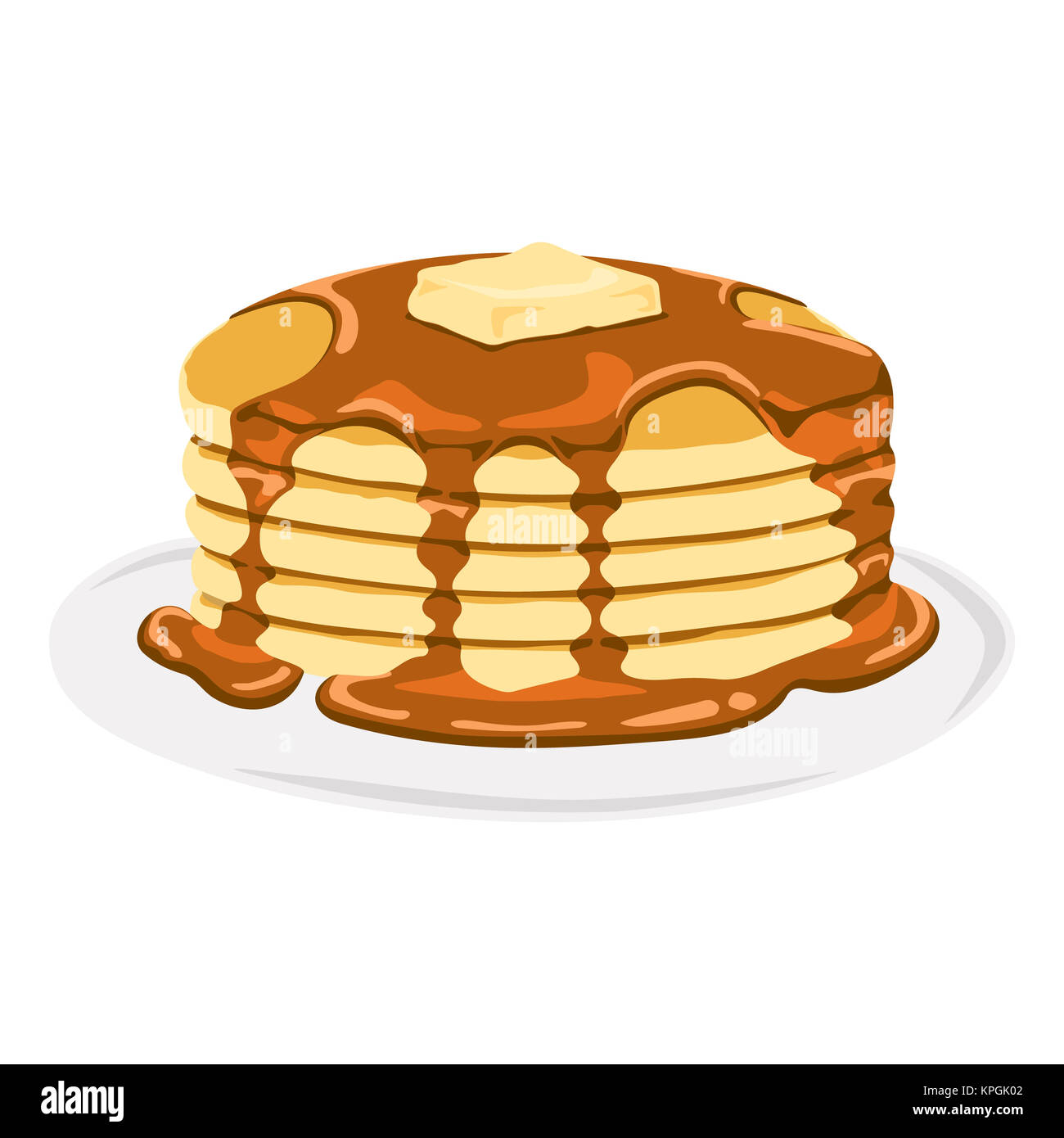 Isolated Vector Pancake with Maple Syrup and Butter on Top Illustration Stock Photo