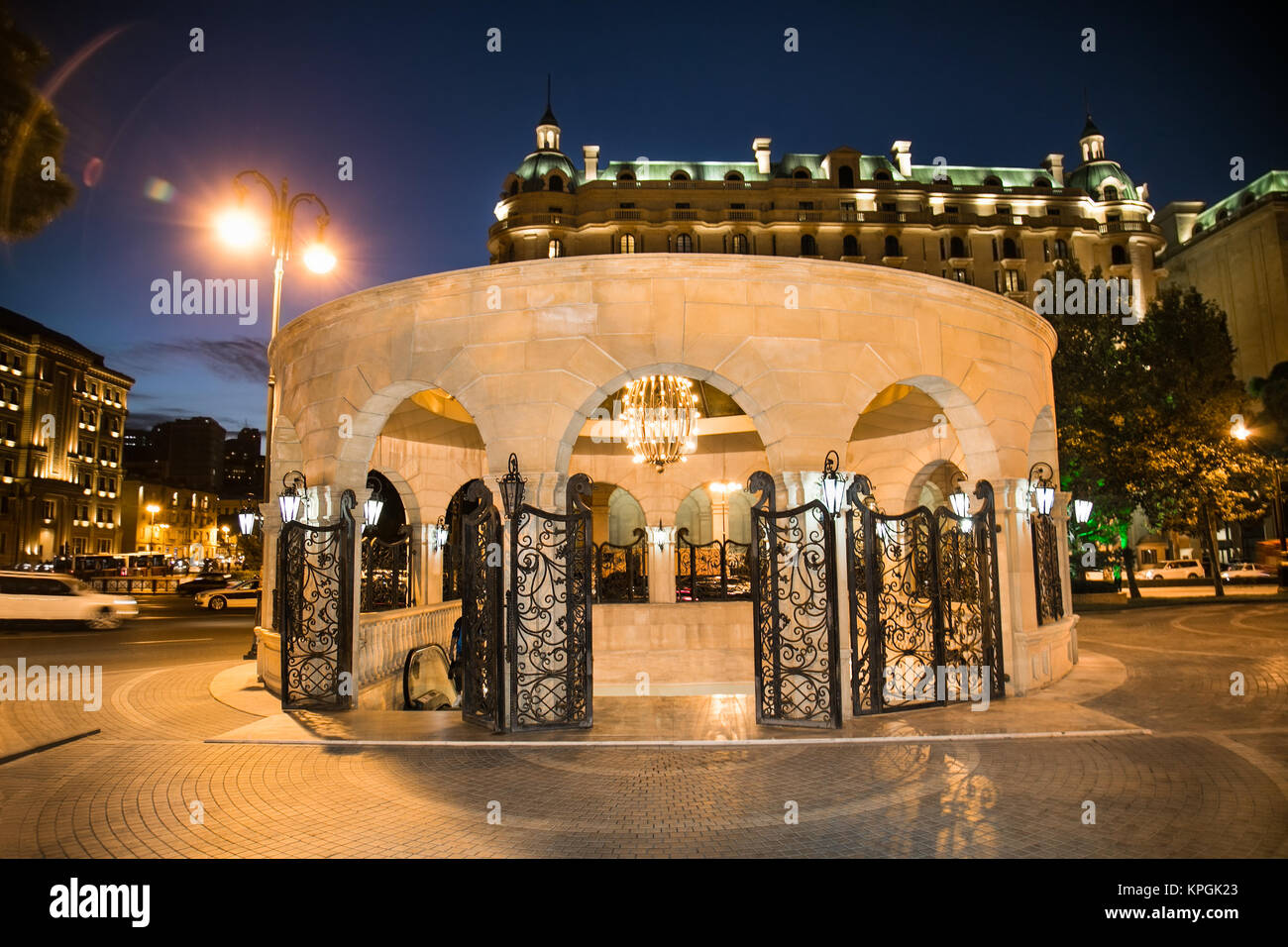 Entrance in down town (Icheri Sheher) metro station, Baku, Azerbaijan Stock Photo