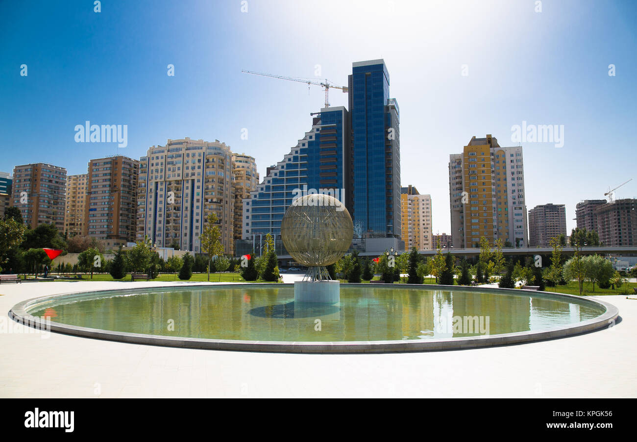 Beautiful fountain in pablic park  in Baku. The Republic of Azerbaijan Stock Photo