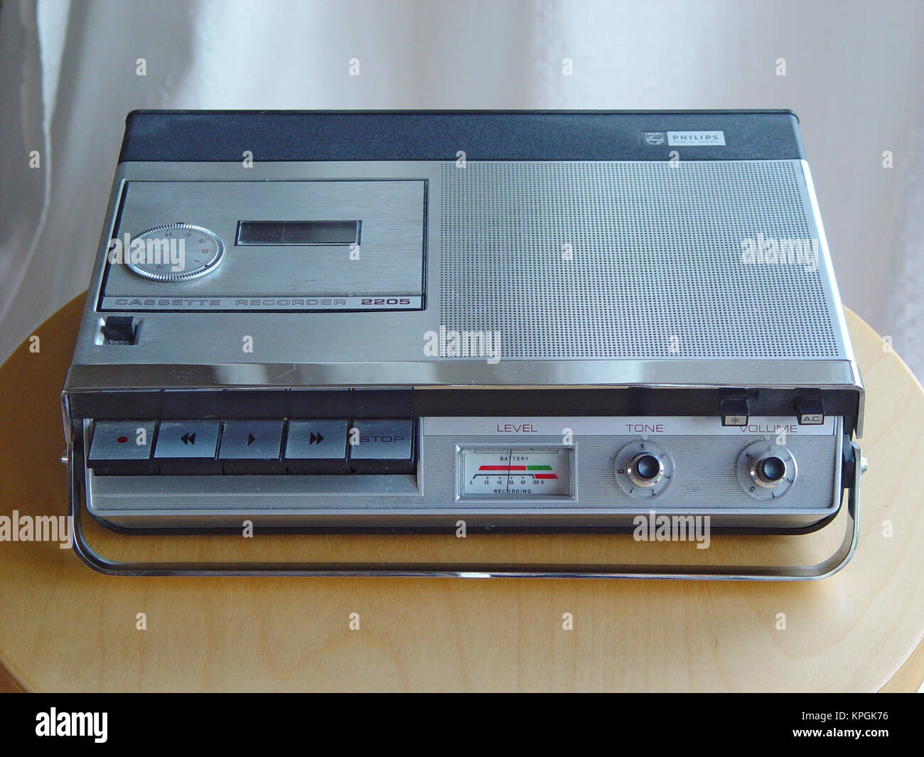 Philips 2205 Cassette Player. This machine was very stylish design for  1969, in silver and chrome, and had interesting extra features. Carrying  handle. Battery or mains Stock Photo - Alamy