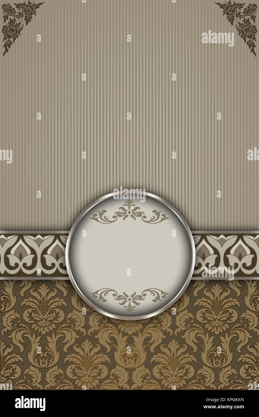 Decorative Background With Silver Frame Vintage Border Floral