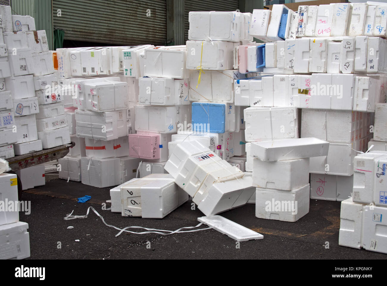 styrofoam packaging environmental waste Stock Photo