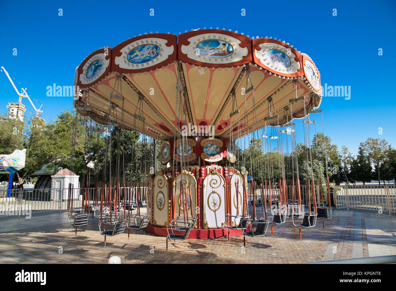 BAKU, AZERBEIJAN-OCT 3, 2016: Carousel at seaside walking boulevard in Baku on Oct 3, 2016, Azerbaijan. Stock Photo