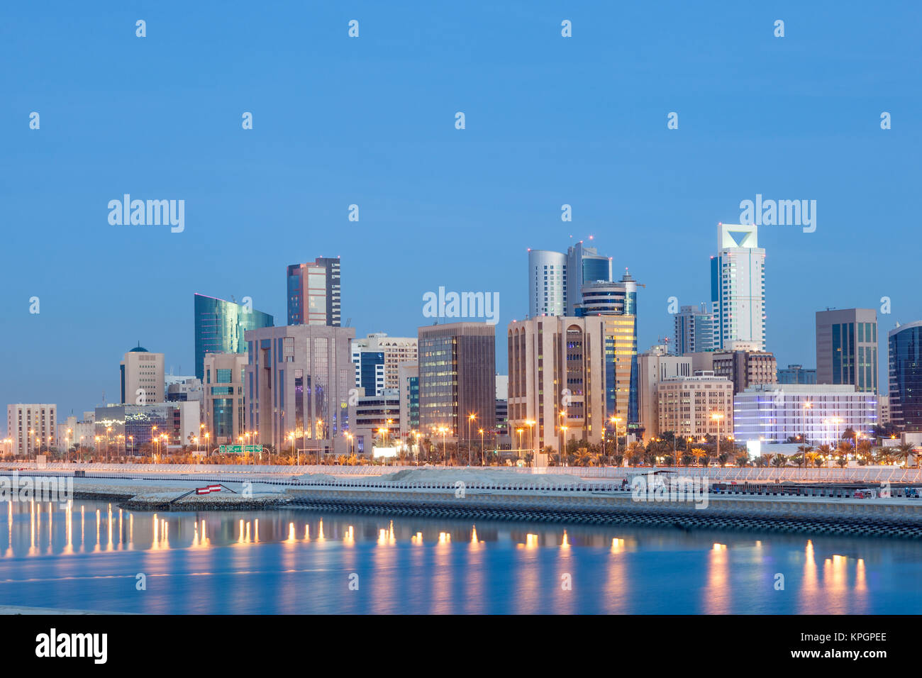 Manama skyline at night, Bahrain Stock Photo - Alamy