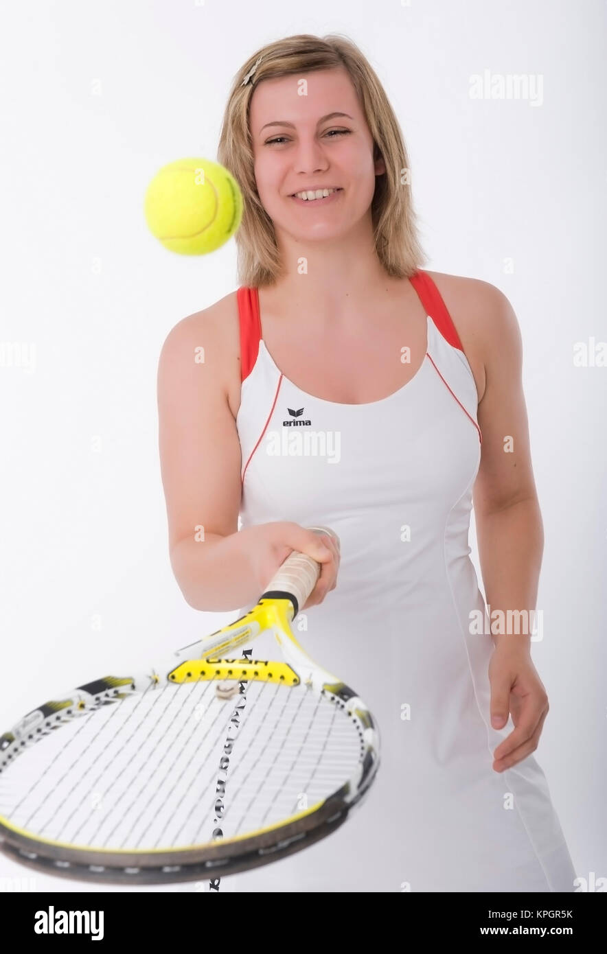 Model released , Jugendliche Tennisspielerin - young tennis player Stock Photo