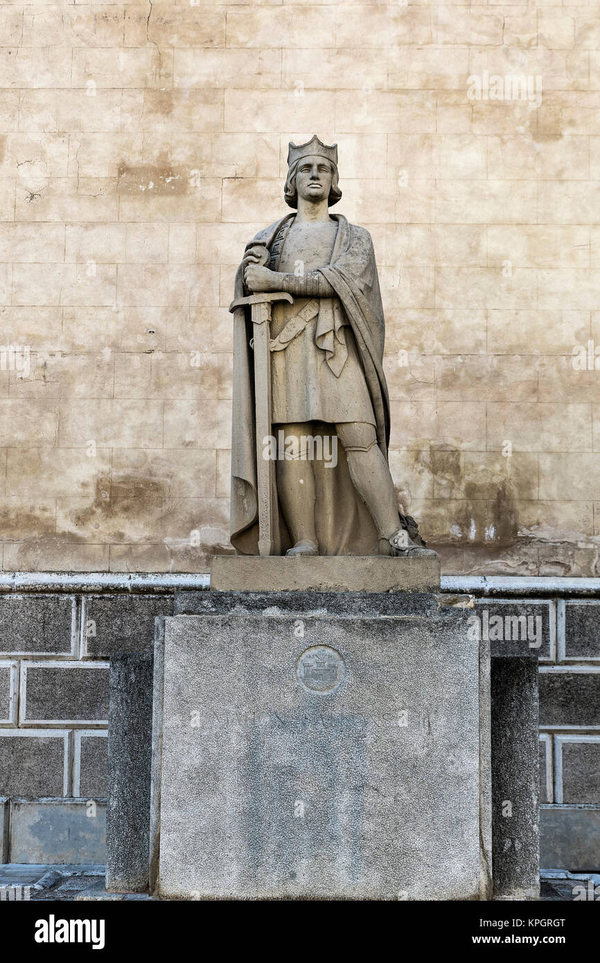 Monument to Alfonso III, Plaza de la Conquesta square, Mahon, Mao, Minorca, , Balearic Islands Stock Photo