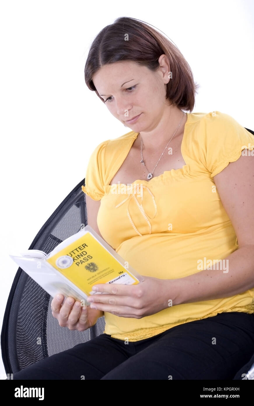 Schwangere Frau, 25+, mit Mutter-Kind-Pass - pregnant woman Stock Photo