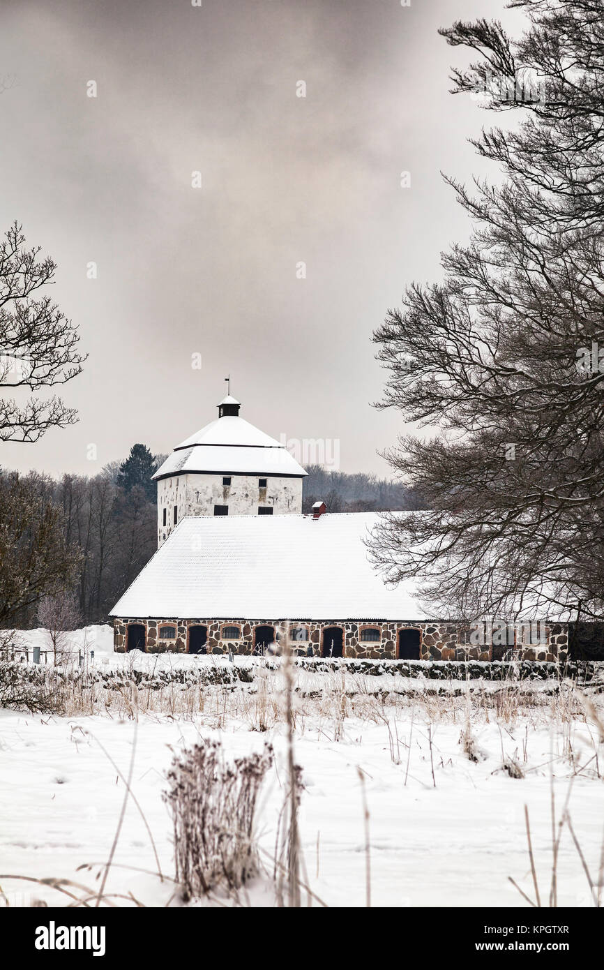 Historic farm buildings by Hovdala, Sweden. Stock Photo