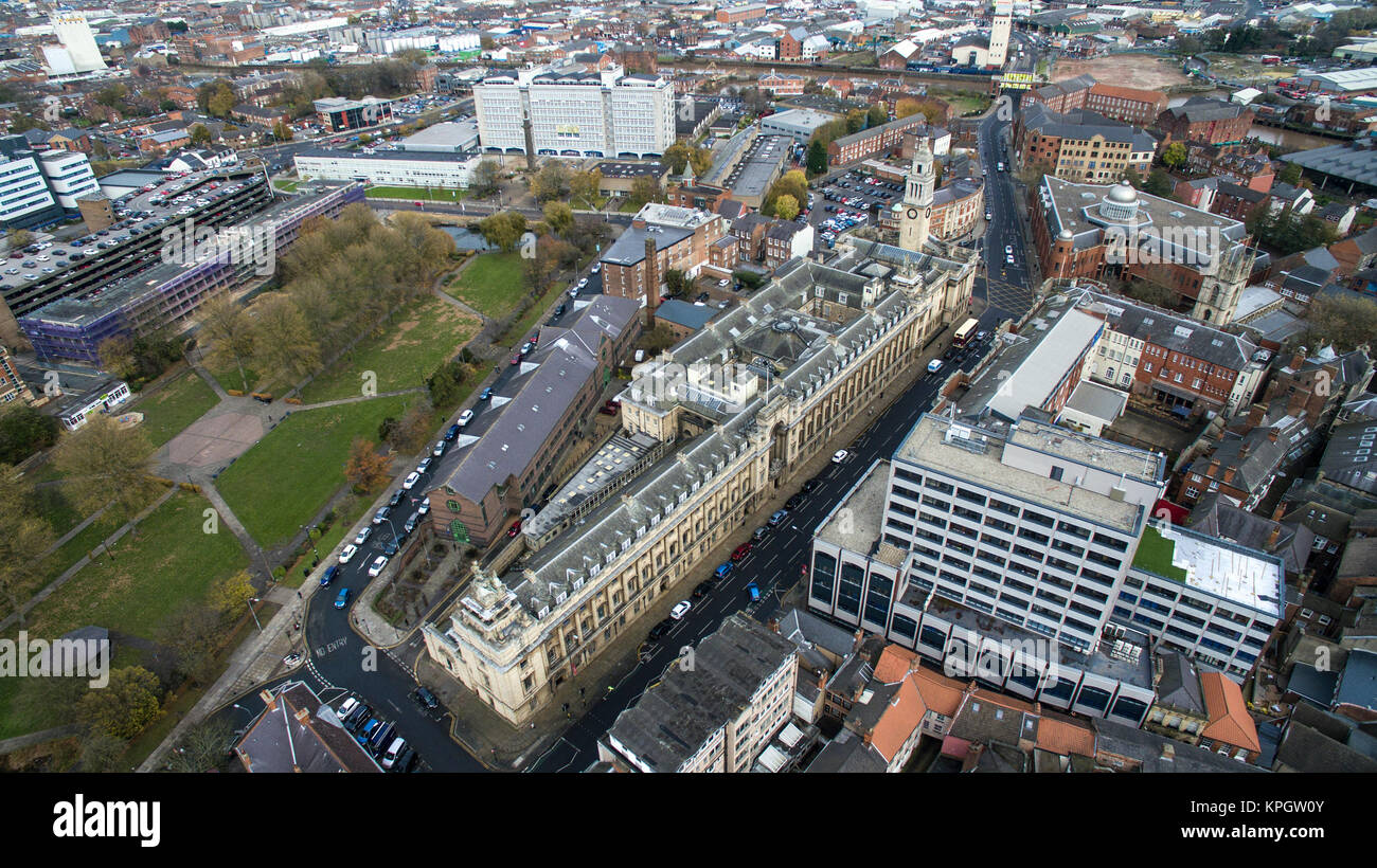 Guild Hall, queens gardens Hull College areal view of kingston upon Hull Stock Photo
