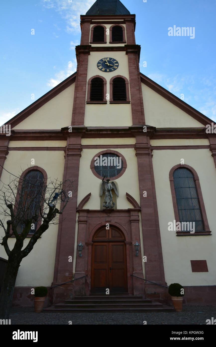 facade of the catholic church in hagenbach in der pfalz Stock Photo