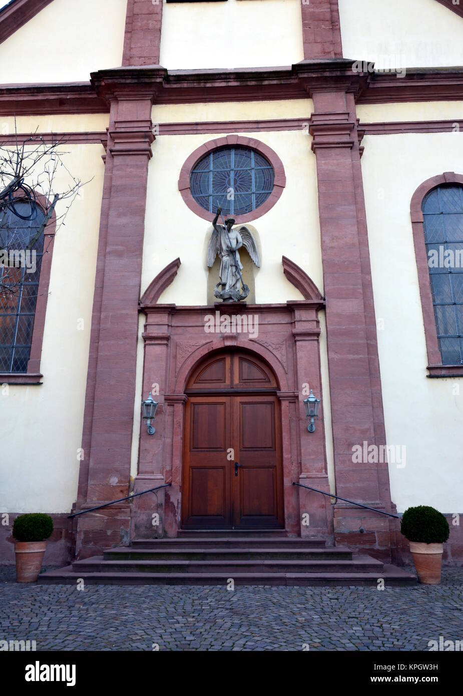 portal of the catholic church in hagenbach in der pfalz Stock Photo