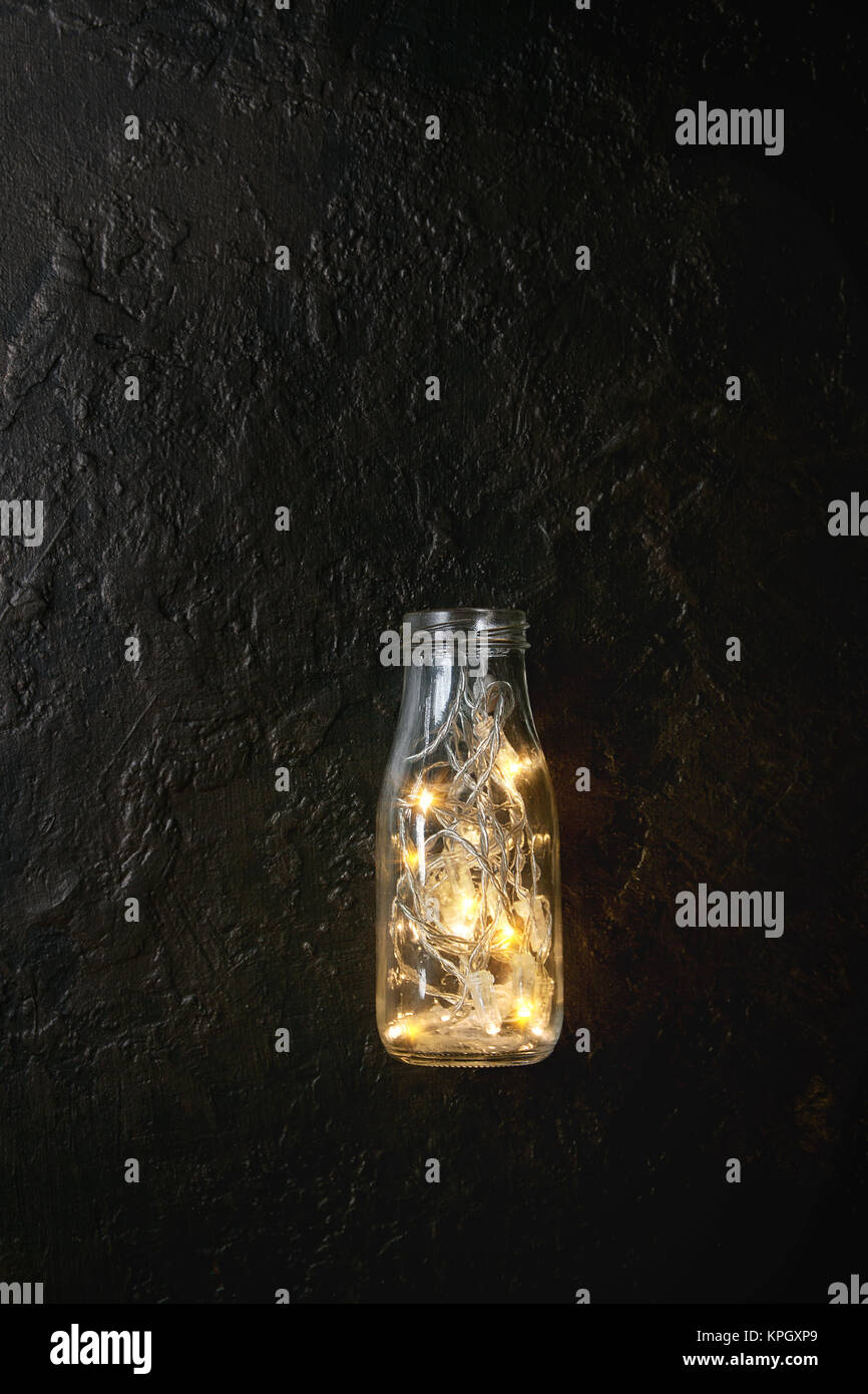 Christmas lights in bottle Stock Photo Alamy