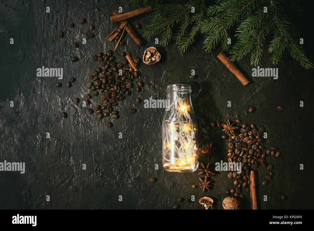 Christmas lights in bottle Stock Photo Alamy