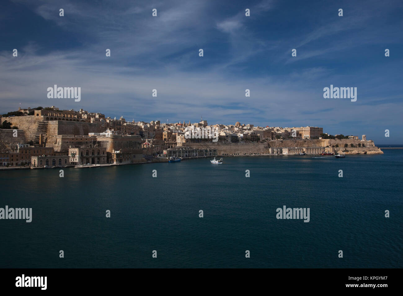 Malta, Valletta, Senglea, L-Isla, view of Valletta from The Vedette lookout Stock Photo