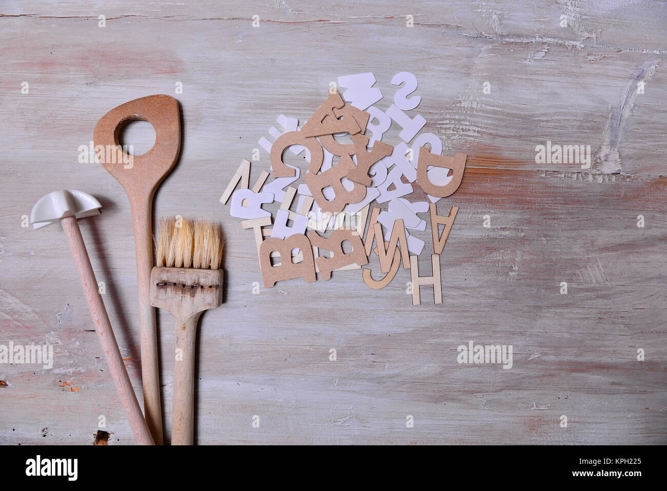 cooking wooden spoon background Stock Photo - Alamy