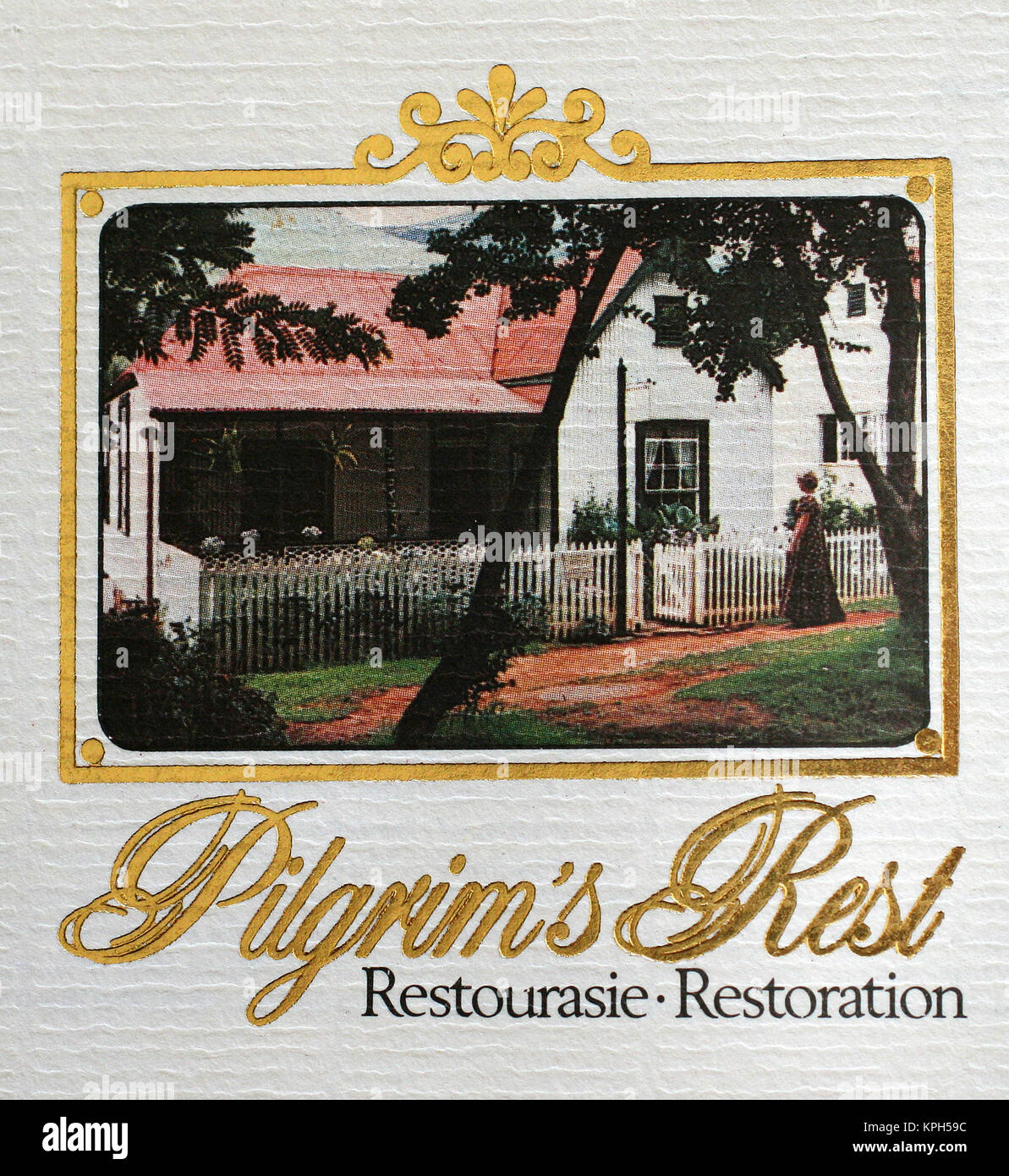 Restoration of Pilgrim's Rest 1985 postage stamp, Gauteng Province, South Africa. Stock Photo