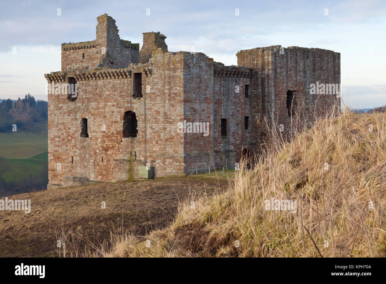 Dating from the 14th Century, Crichton is a ruined castle associated with many of the notable figures in the 15th and 16th C history of Scotland. Stock Photo