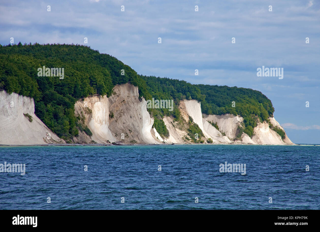 View from Baltic Sea on chalk cliffs, Jasmund National park, Ruegen island, Mecklenburg-Western Pomerania, Baltic Sea, Germany, Europe Stock Photo