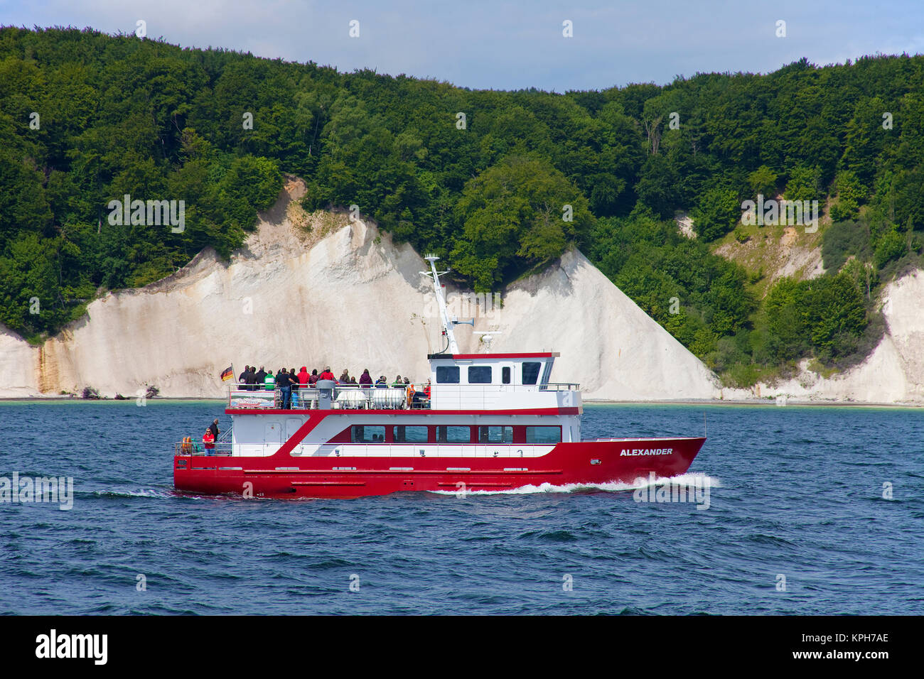 Boat trip to the chalk cliffs, Jasmund National park, Ruegen island, Mecklenburg-Western Pomerania, Baltic Sea, Germany, Europe Tags (keywords) Stock Photo
