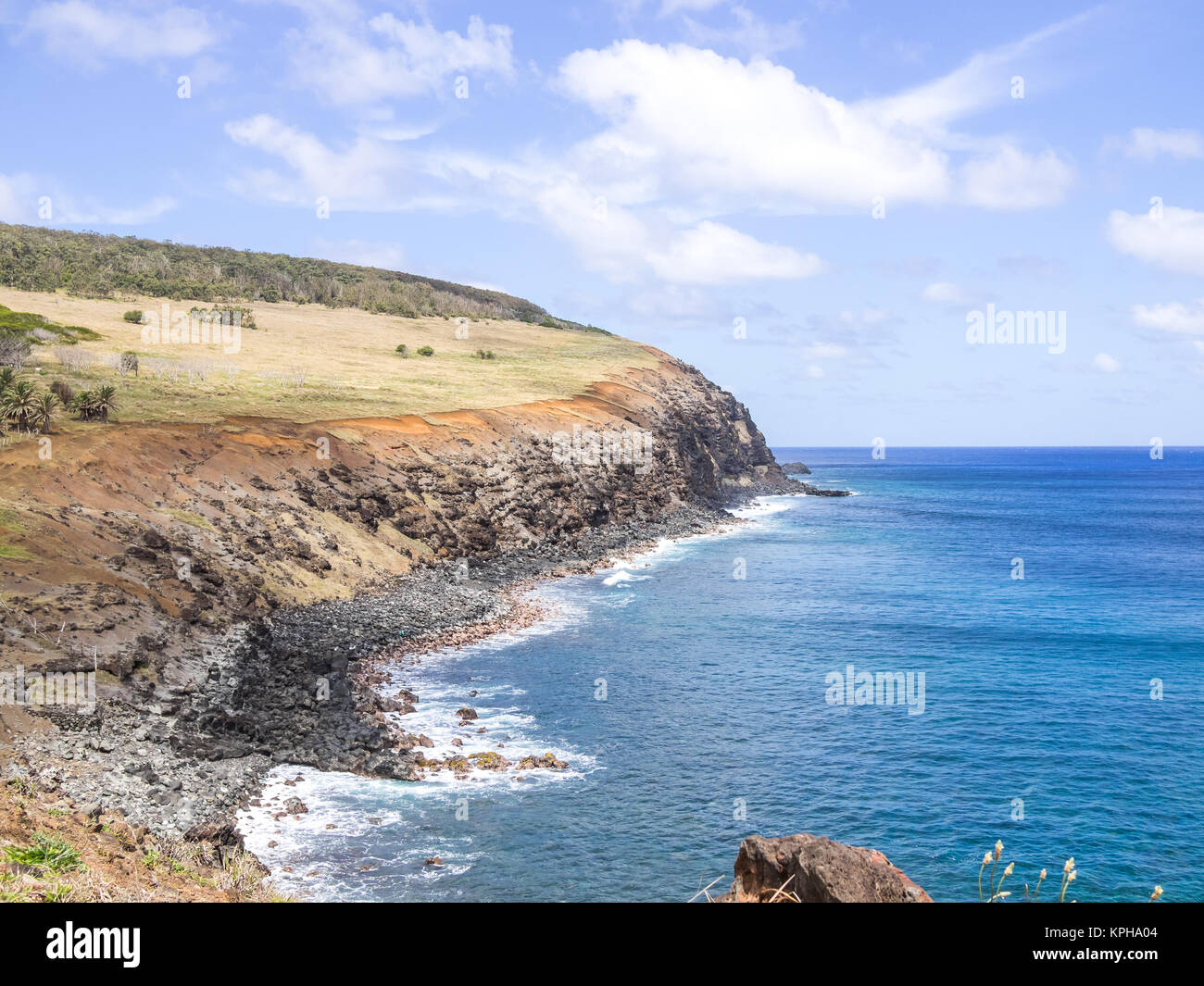 View Of The Volcanic Cliffs Of Easter Island Stock Photo - Alamy