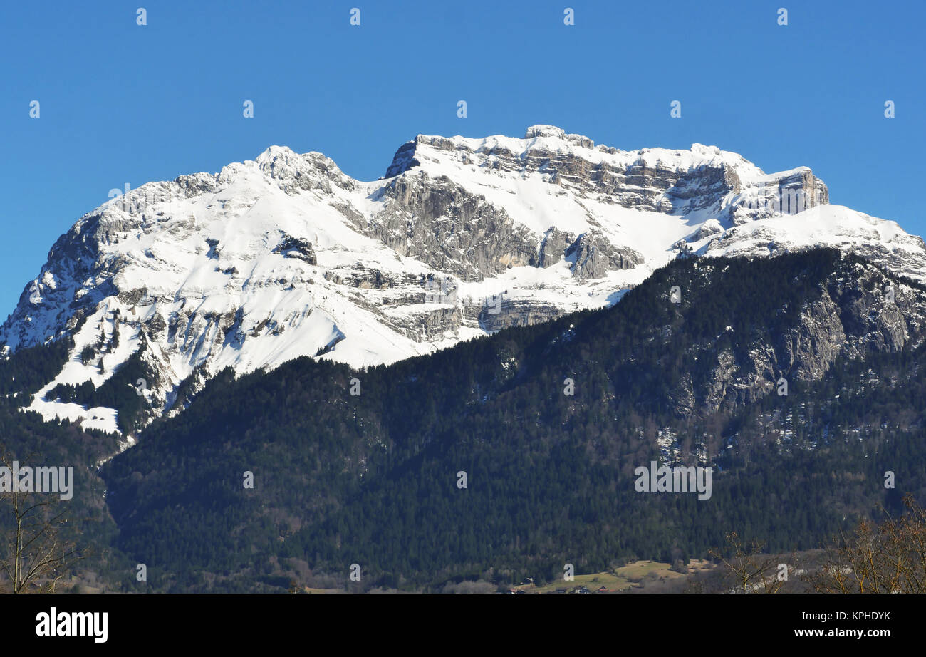 winter mountain landscape in the french Alps Stock Photo - Alamy