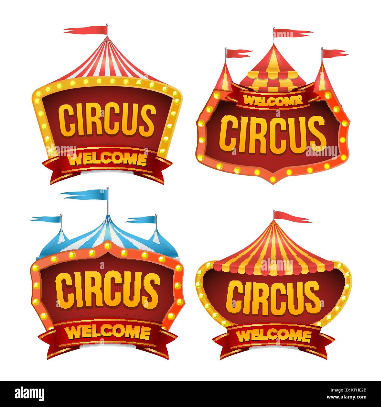 Circus Sign Set Vector. Night Carnival Sign. Circus Tent Poster. Carnival  Light Bulb Frame. Flat Isolated Illustration Stock Vector Image & Art -  Alamy