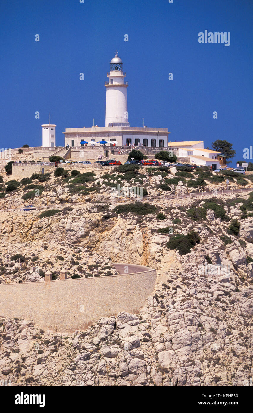 Spain, Balearics, Mallorca, Cap de Formentor. Cap de Formentor Lighthouse Stock Photo