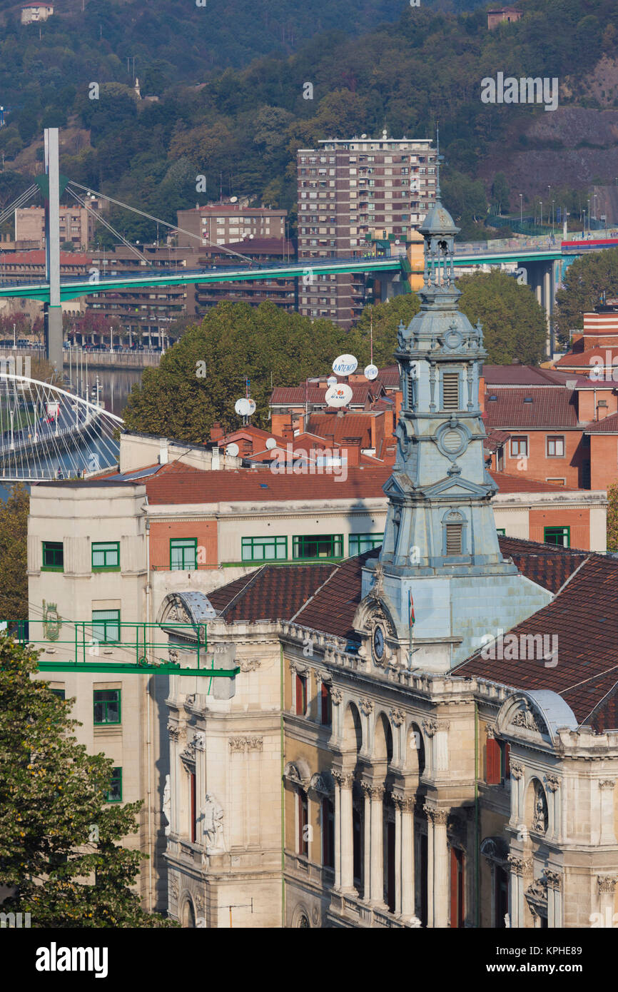 Spain, Basque Country Region, Vizcaya Province, Bilbao, elevated view of town hall Stock Photo