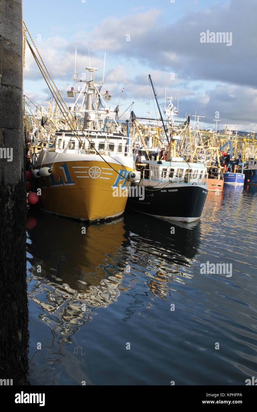 Trawler Fishing boats in Peel harbour, Isle of Man, United Kingdom