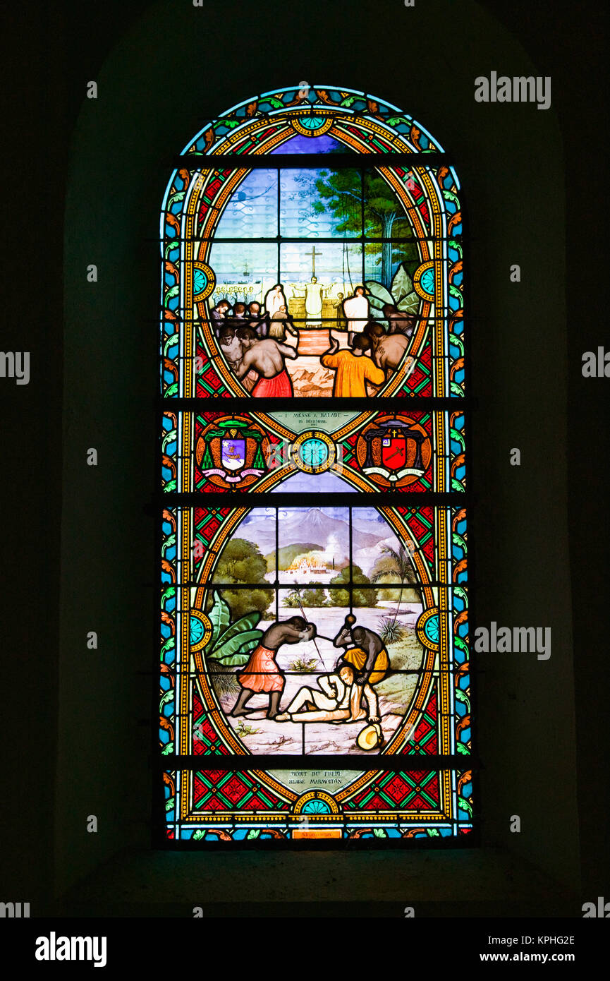 kor foredrag lærebog New Caledonia, Northern Grande Terre Island, Balade. Stained glass window  commemorating the killing of Brother Blaise Marmoiton by natives  (7/19/1847) in the Church of St. Denis Stock Photo - Alamy