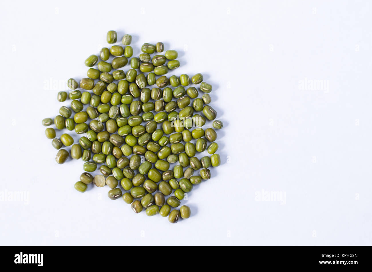 Mung beans isolated on white background. also known as moong bean, green gram, green bean. its in legume family species Stock Photo