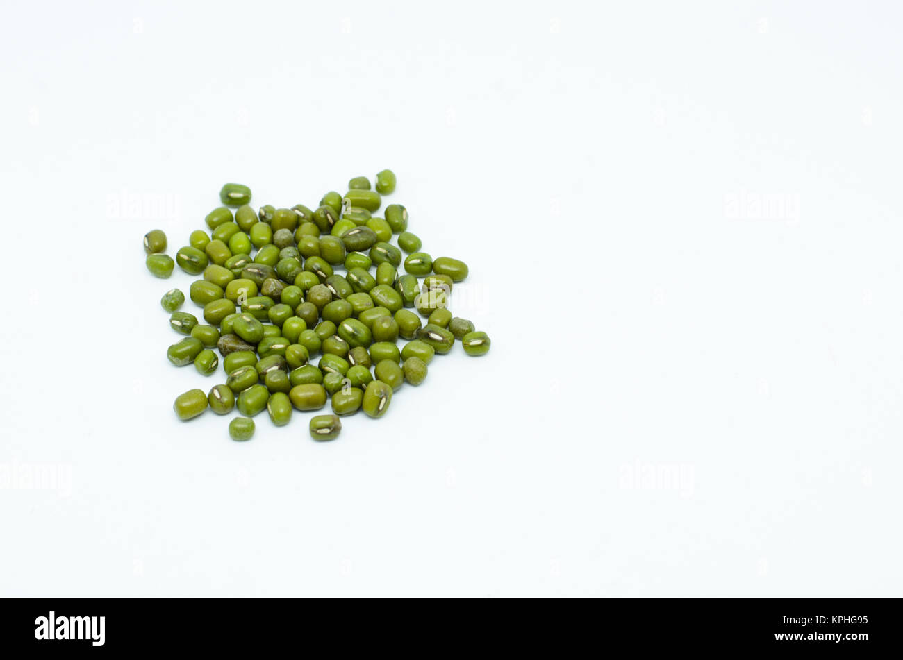 Mung beans isolated on white background. also known as moong bean, green gram, green bean. its in legume family species Stock Photo