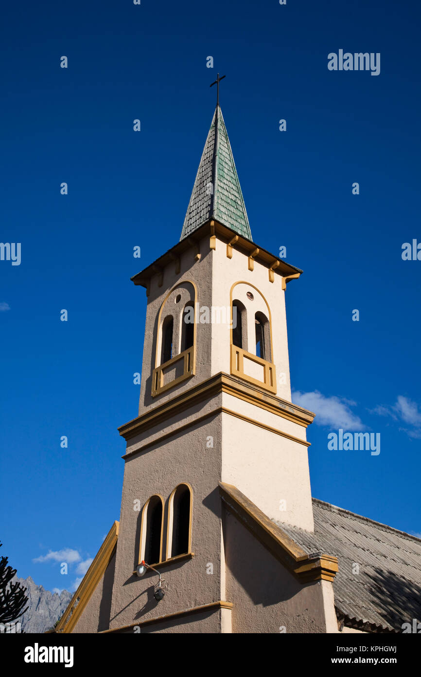 Argentina, Rio Negro Province, El Bolson. Town church. Stock Photo