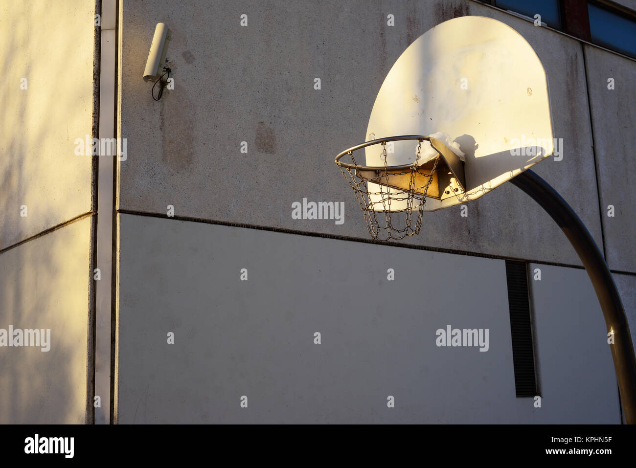 basketball backboard and hoop in the urban area Stock Photo