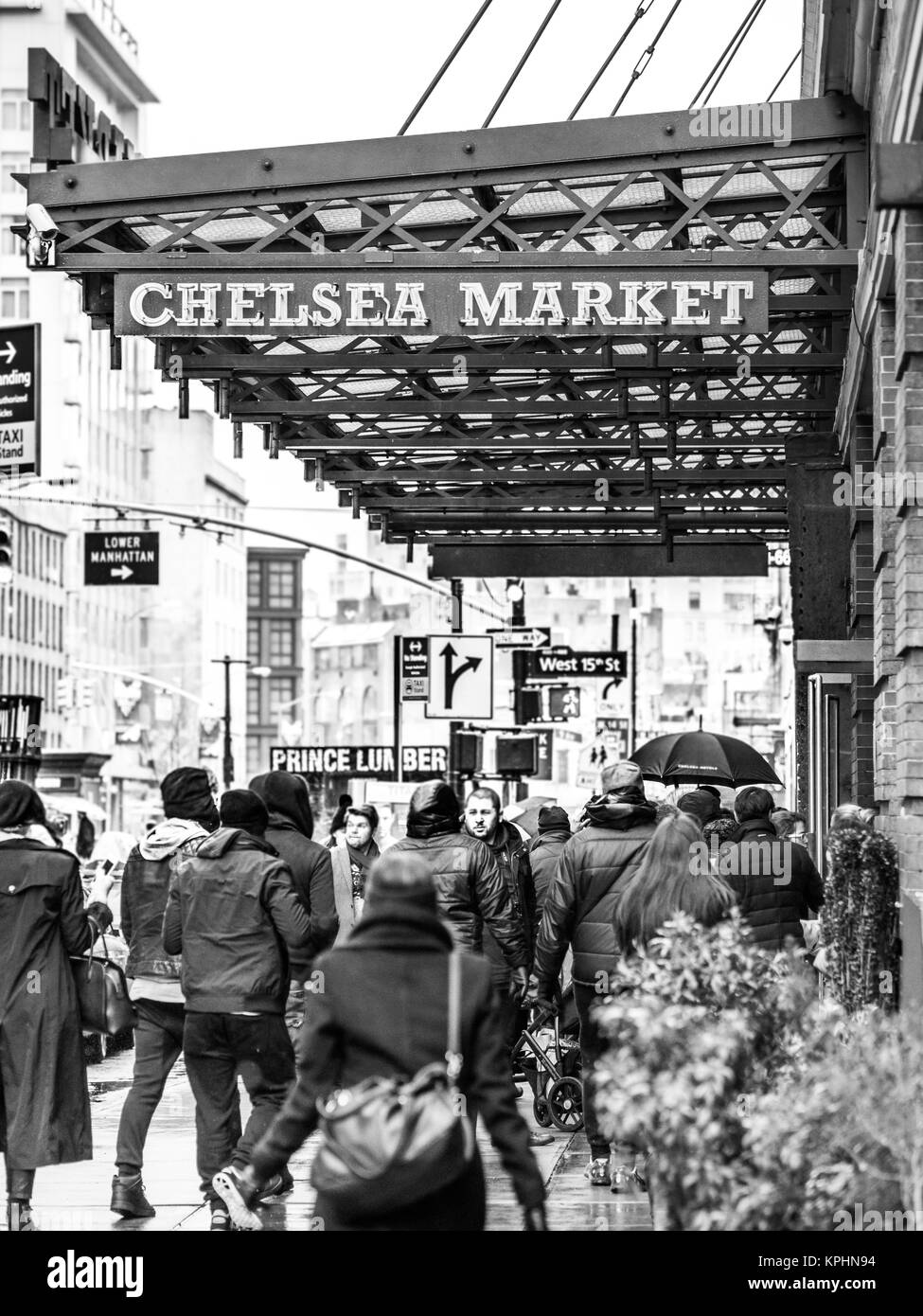 NEW YORK, USA - January 3, 2015: Chelsea Market on 9th avenue. The market has a number of eateries and food outlets. Stock Photo