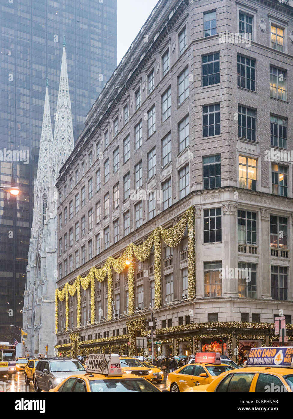 NEW YORK, USA - January 3, 2015: Flagship store of Saks on Fifth Avenue in New York City. Saks store in 5th Avenue is their flagship location. Stock Photo