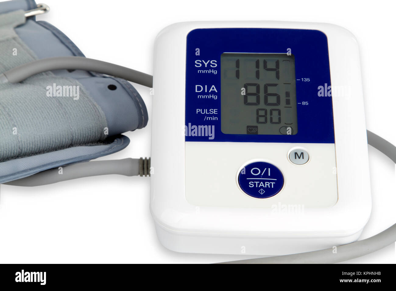 Blutdruckmessgerät freigestellt auf weissem Hintergrund Stock Photo