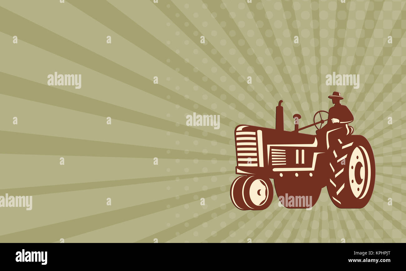 Business card Farmer Driving Vintage Tractor Retro Stock Photo - Alamy