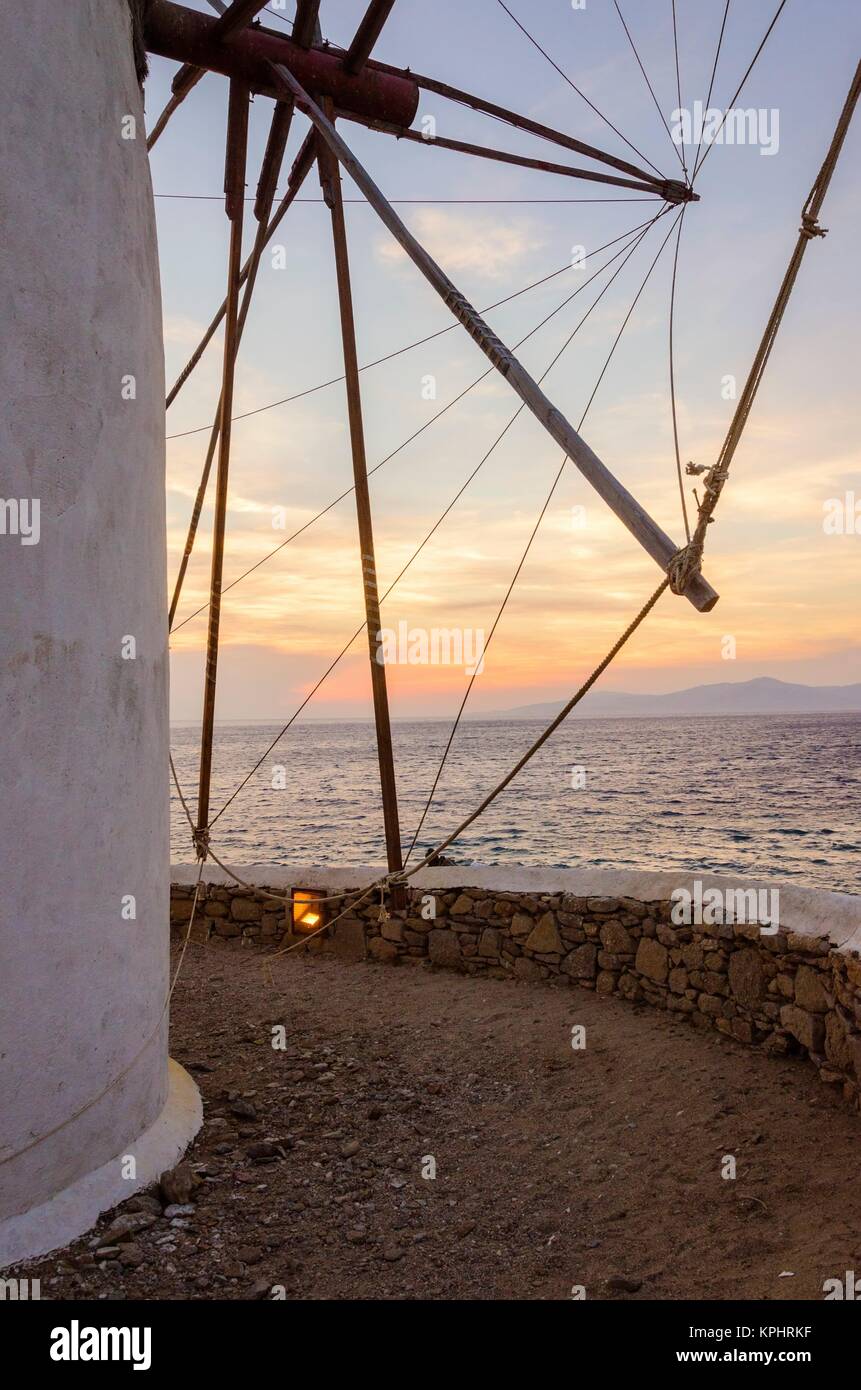Mykonos windmill, Chora, Greece Stock Photo